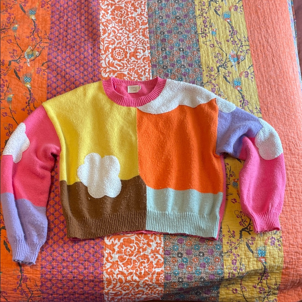 Dreamers Colorful Patchwork Crew Neck Sweater